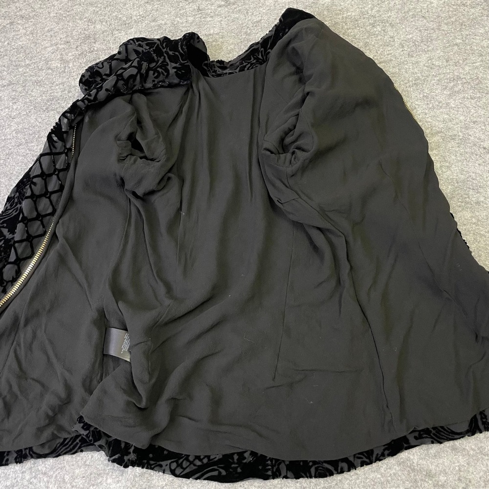 Balmain x HM 2015 Black Silk Burnout Velvet Mock Neck Top Gold Zip Size 8 - Picture 8 of 16